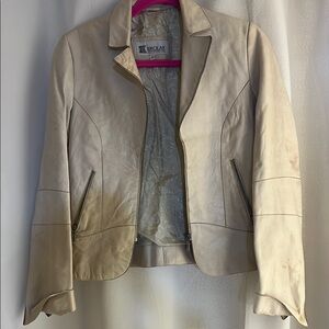 Vintage Cream Leather Jacket
